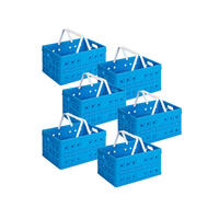 Sunware square folding crate blue 32 liters - 49 x 36 x 24.5 cm - set of 6 pieces