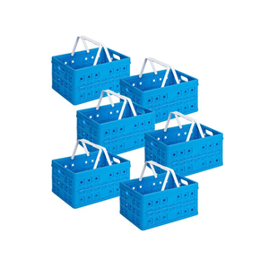 Sunware Sunware Square Pliage Crate bleu 32 litres - 49 x 36 x 24,5 cm - Ensemble de 6 pièces