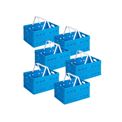 Sunware Sunware Square Pliage Crate bleu 32 litres - 49 x 36 x 24,5 cm - Ensemble de 6 pièces