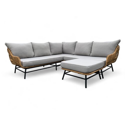 Mondial Living Loungeset / Eckset Orion Bamboo mit Hocker