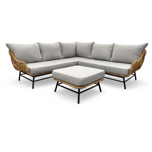 Mondial Living Loungeset / Eckset Orion Bamboo mit Hocker