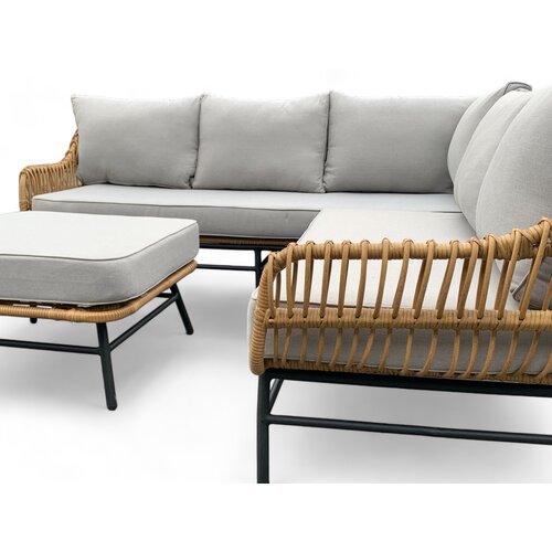 Mondial Living Loungeset / Eckset Orion Bamboo mit Hocker