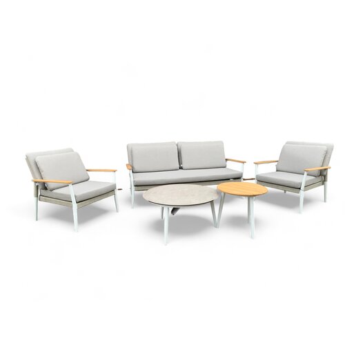 Mondial Living Salon de jardin Sandro comprenant 2 tables | Cadre en aluminium blanc