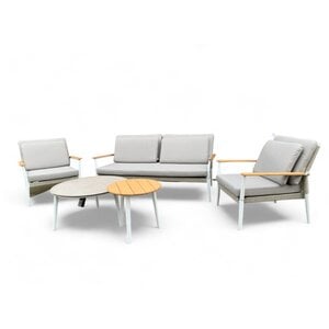 Mondial Living Zestaw ogrodowy Sandro z 2 stolikami | Aluminiowa rama, kolor biały