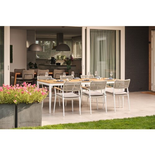 Mondial Living Tuintafel Sandro 220 x 100 cm | Aluminium Frame Wit