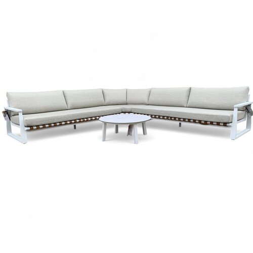 Mondial Living Lounge set / Corner set Molvena | Aluminum Frame White