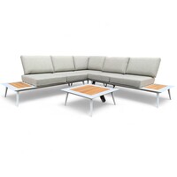 Loungeset / Eckset Bergamo White mit Couchtisch