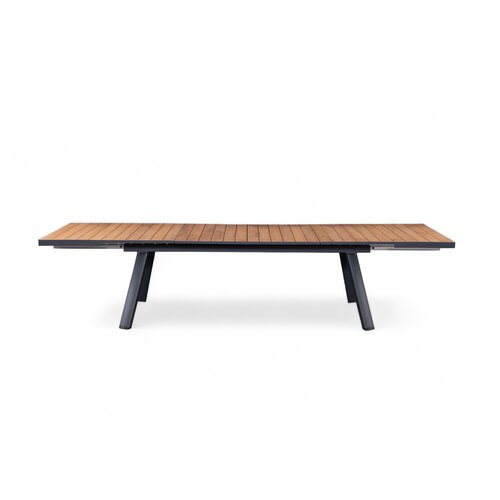 Mondial Living Table de jardin Fontana Bois/Teck Extensible 220-340 cm | Cadre en aluminium anthracite