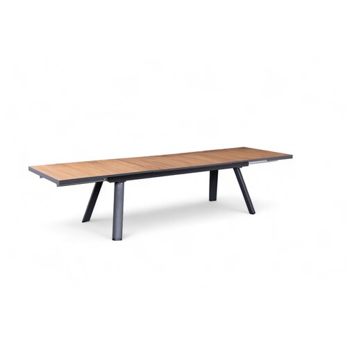 Mondial Living Table de jardin Fontana Bois/Teck Extensible 220-340 cm | Cadre en aluminium anthracite