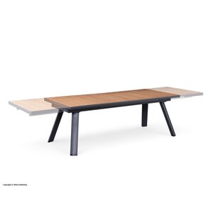 Mondial Living Table de jardin Fontana Bois/Teck Extensible 220-340 cm | Cadre en aluminium anthracite