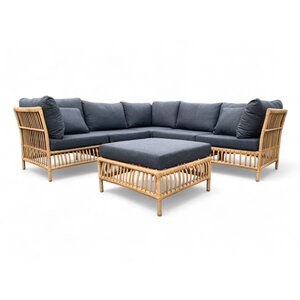 Mondial Living Loungeset / Eckset Maira Bamboo mit Hocker