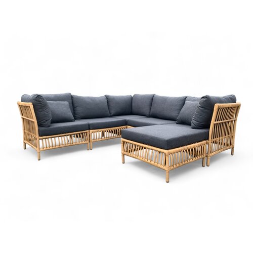 Mondial Living Loungeset / Eckset Maira Bamboo mit Hocker