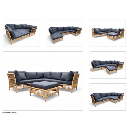 Mondial Living Loungeset / Eckset Maira Bamboo mit Hocker