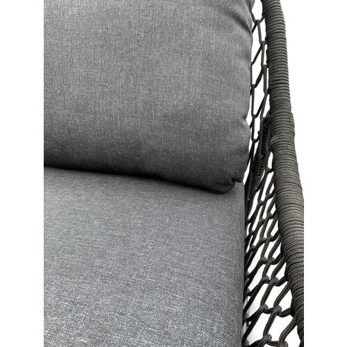 Mondial Living Garden set / Lounge set Rio Black braided Rope - Cushions Anthracite