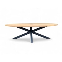 Table de jardin / Table à manger Cleve Teck Ovale 240x120 cm - Piètement Anthracite