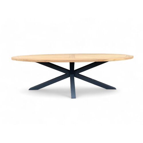 Mondial Living Garden table / Dining table Cleve Teak Oval 240x120 cm - Anthracite base Mondial Living Garden table / Dining table Cleve Teak Oval 240x120 cm - Anthracite base