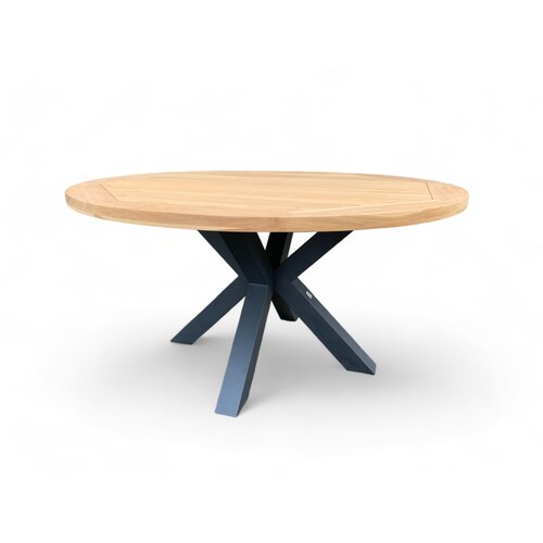 Mondial Living Table de jardin / Table à manger Cleve Bois de teck Ø140 cm - Piètement Anthracite