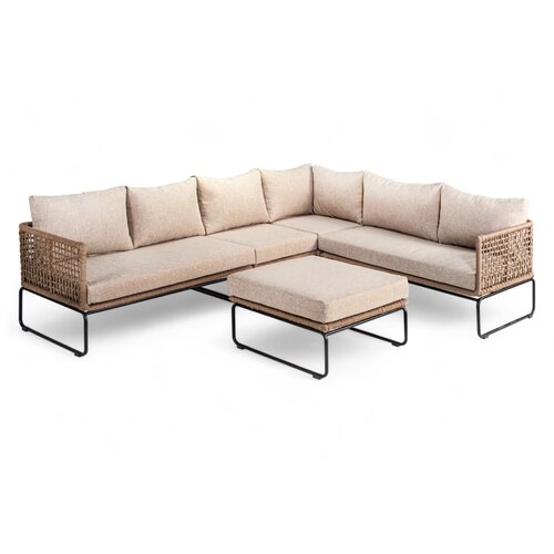 Mondial Living Lounge set / Corner set Knox Taupe including stool