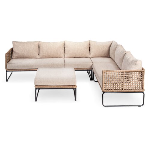 Mondial Living Loungeset / Hoekset Knox Taupe inclusief Hocker