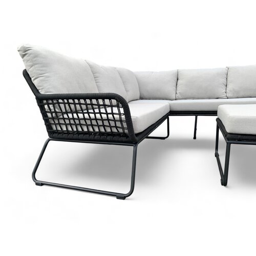 Mondial Living Loungeset / Eckset Jerome Black inkl. grauen Kissen