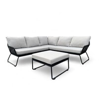 Lounge set / Corner set Jerome Black incl. Gray cushions