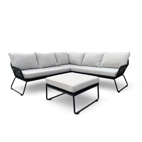 Mondial Living Loungeset / Eckset Jerome Black inkl. grauen Kissen