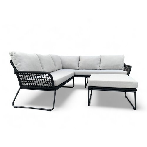 Mondial Living Lounge-Set / Eckset Jerome Black inkl. grauer Kissen