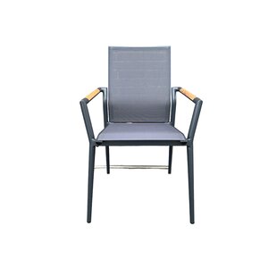 Mondial Living Chaise de jardin / chaise de salle à manger Mattia - Anthracite avec structure en aluminium noir - Empilable