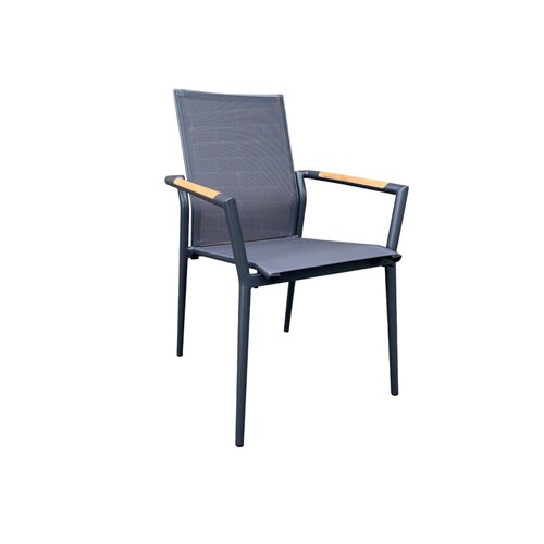 Mondial Living Garden chair / dining chair Mattia - Anthracite with black aluminum frame - Stackable