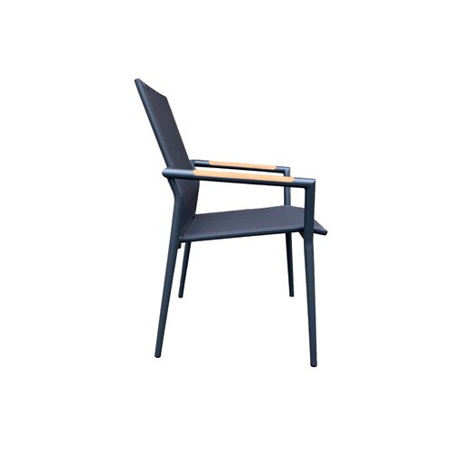 Mondial Living Garden chair / dining chair Mattia - Anthracite with black aluminum frame - Stackable