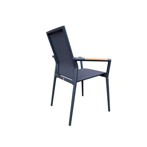 Mondial Living Garden chair / dining chair Mattia - Anthracite with black aluminum frame - Stackable