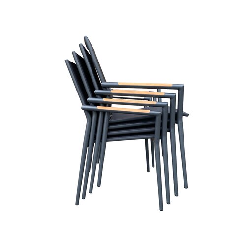 Mondial Living Garden chair / dining chair Mattia - Anthracite with black aluminum frame - Stackable