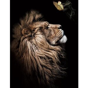 ter Halle Peinture sur verre Lion avec papillon 120 x 80 cm