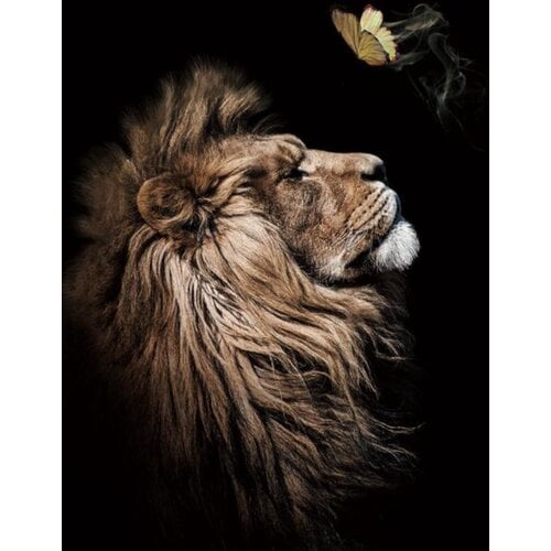 ter Halle Peinture sur verre Lion avec papillon 120 x 80 cm