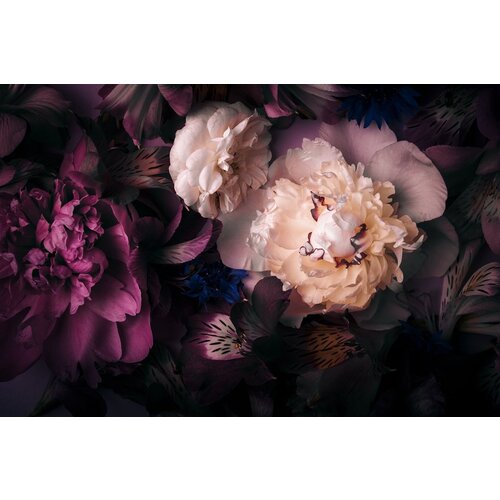 ter Halle Glasmalerei Blumen 3D Lila/Rosa - 120 x 80 cm
