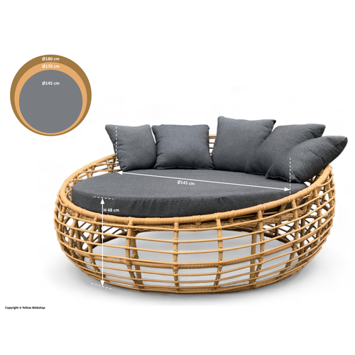 Mondial Living Lit lounge Torano Bamboo - Transat rond Ø170-180 cm