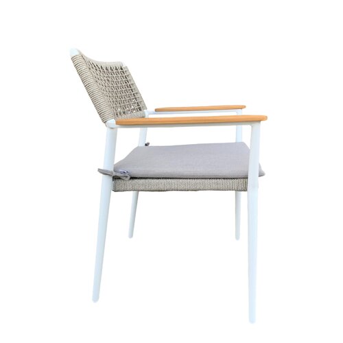 Mondial Living Chaise de jardin / chaise de salle à manger Sandro | Cadre en aluminium blanc