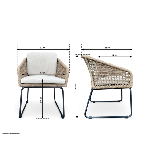 Mondial Living Tuinstoel / Eetstoel Knox Sahara gevlochten Touw