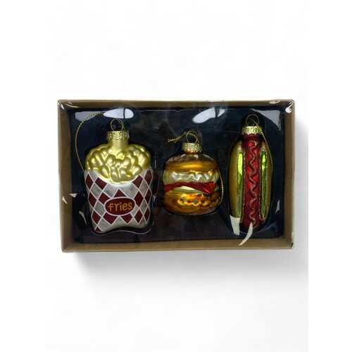 Glas-Weihnachtsschmuck Hotdog – 3er-Set