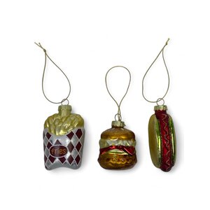 Glass Christmas Ornaments Hotdog - Set of 3