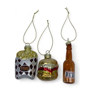 Glass Christmas Ornaments Fries - Set of 3