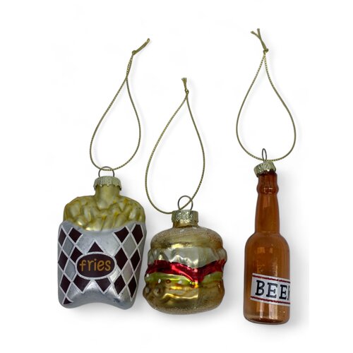 Glass Christmas Ornaments Fries - Set of 3