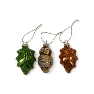 Glass Christmas Ornaments Natural - Set of 3