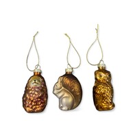 Glass Christmas Ornaments Animals - Set of 3