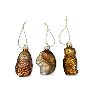 Glass Christmas Ornaments Animals - Set of 3