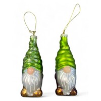 Glass Christmas Ornaments Gnome - Set of 2