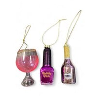 Glas-Weihnachtsornamente Bubbly Pink – 3er-Set