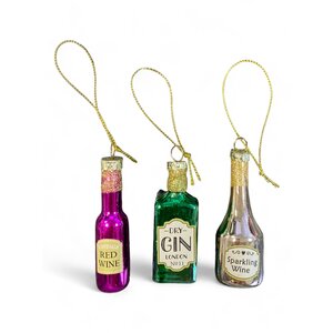 Glass Christmas Ornaments Drink - Set of 3