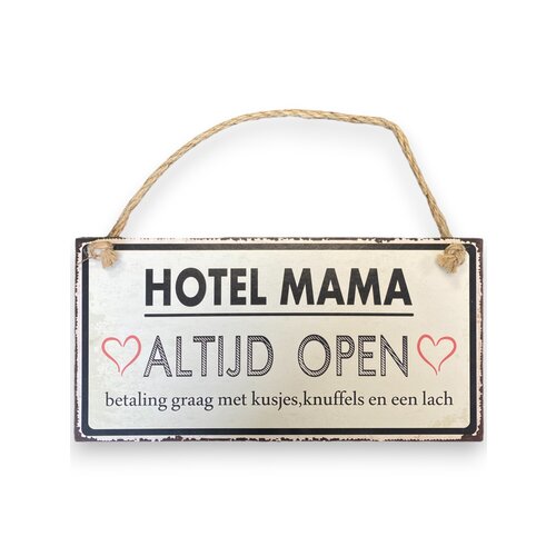 Metal Wall Sign - Hotel Mama - 30 x 15 cm - Beige