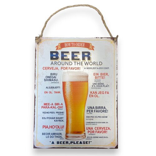 Metalen Wandbord - World beer - 30 x 40 cm